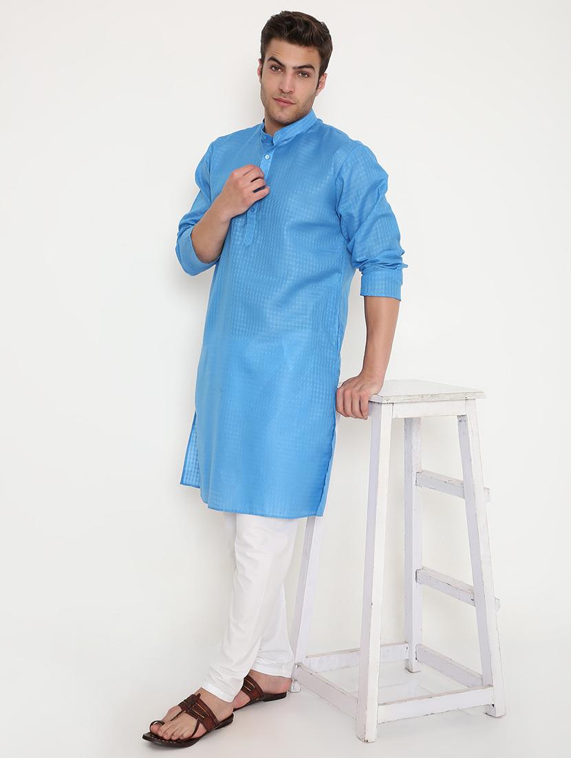 men self designed long sleeve kurta and pyjama set - 22057712 - Standard Image - 4