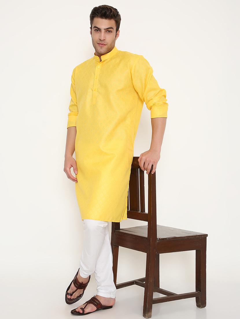 men self designed long sleeve kurta and pyjama set - 22057713 -  Standard Image - 1