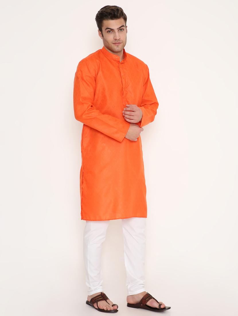 men self designed long sleeve kurta and pyjama set - 22057714 - Standard Image - 1