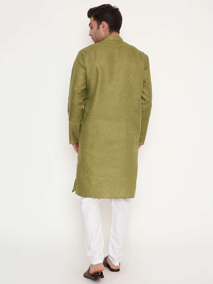 men self designed long sleeve kurta and pyjama set - 22057715 - Standard Image - 4