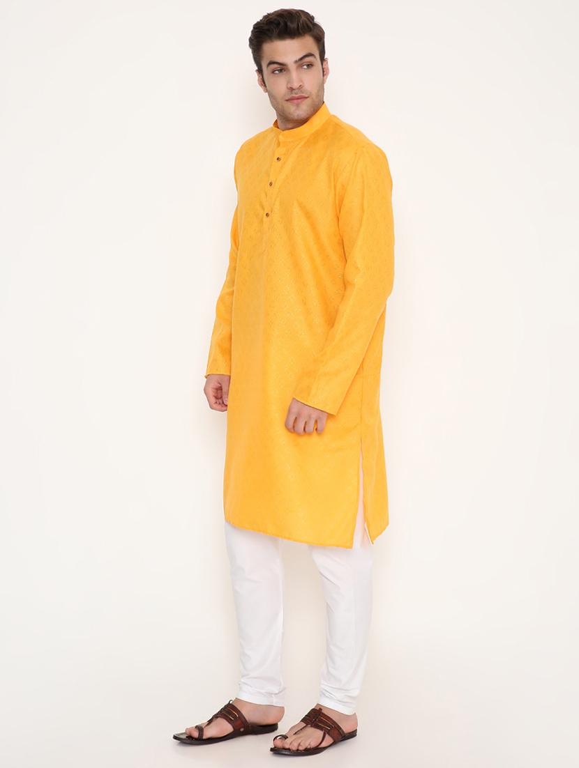 men self designed long sleeve kurta and pyjama set - 22057716 - Standard Image - 4