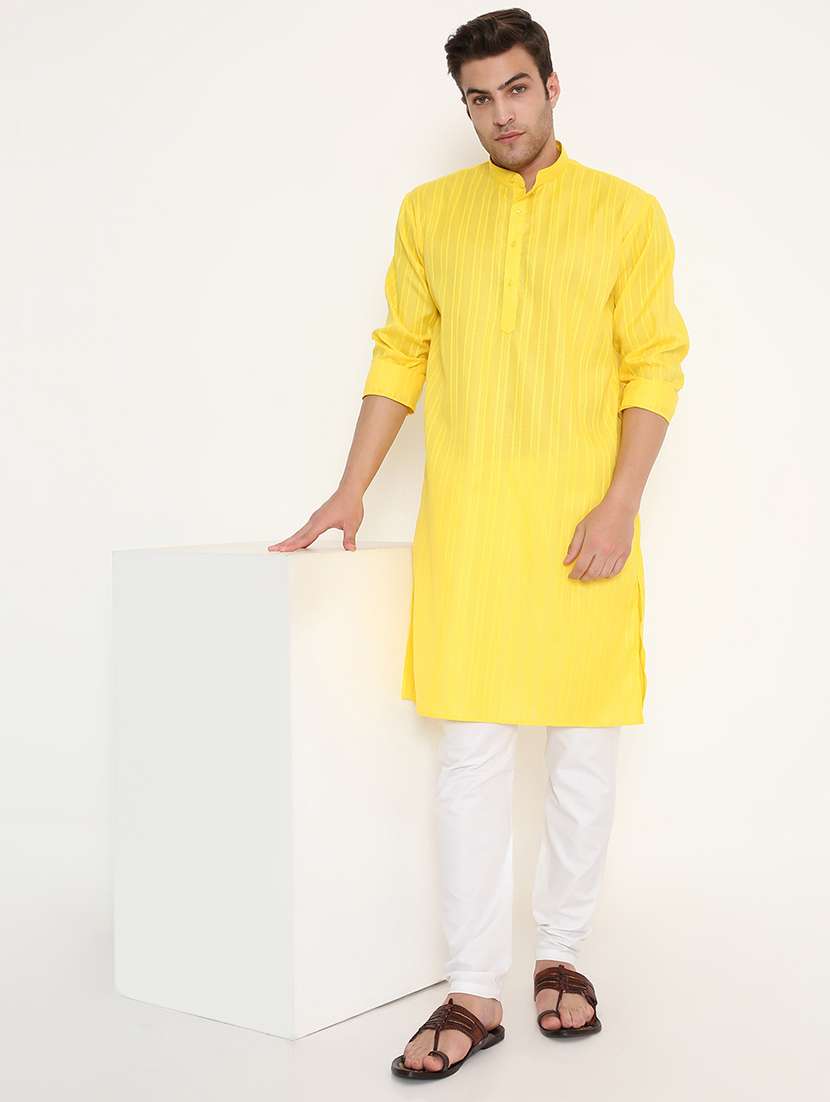 men self designed long sleeve kurta and pyjama set - 22057718 - Standard Image - 4