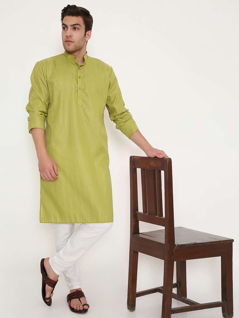 men self designed long sleeve kurta and pyjama set - 22057719 -  Standard Image - 1