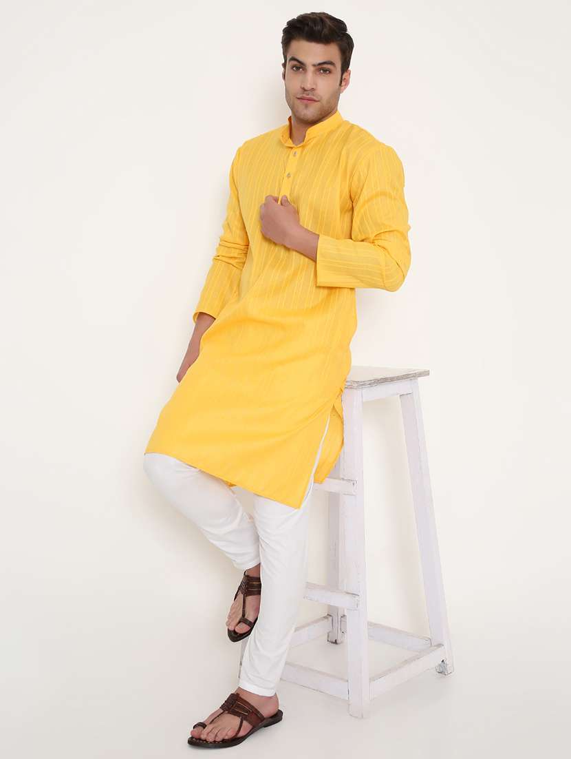 men self designed long sleeve kurta and pyjama set - 22057720 - Standard Image - 1