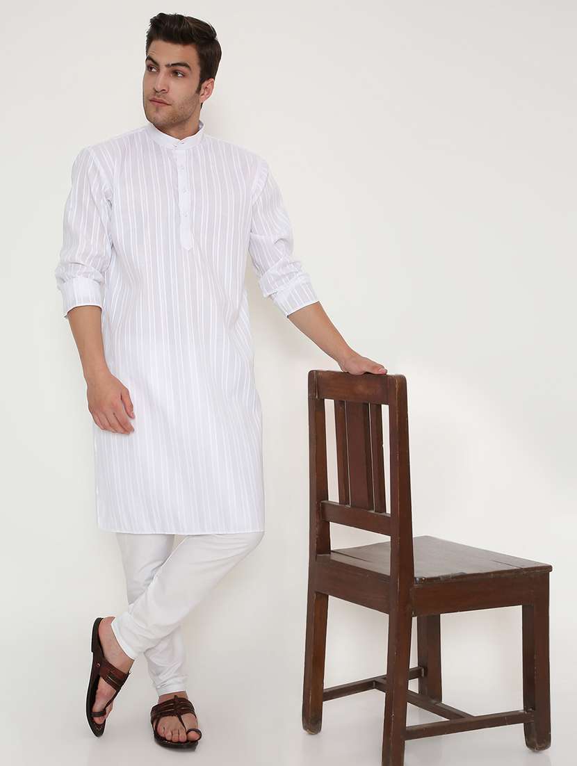 men self designed long sleeve kurta and pyjama set - 22057721 - Standard Image - 1