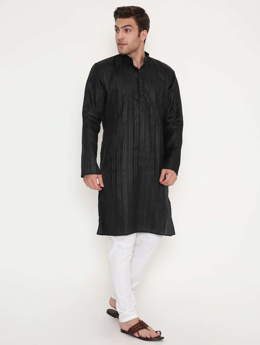 men self designed long sleeve kurta and pyjama set - 22057722 -  Standard Image - 1