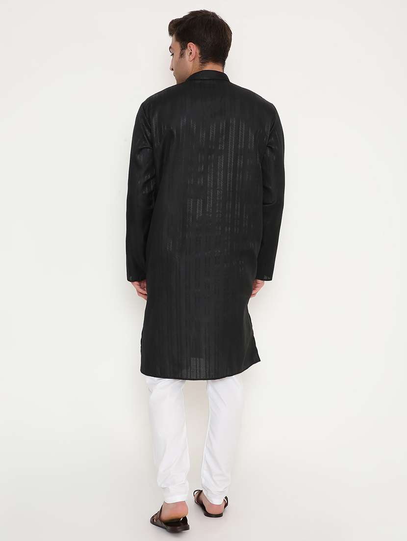 men self designed long sleeve kurta and pyjama set - 22057722 -  Standard Image - 4