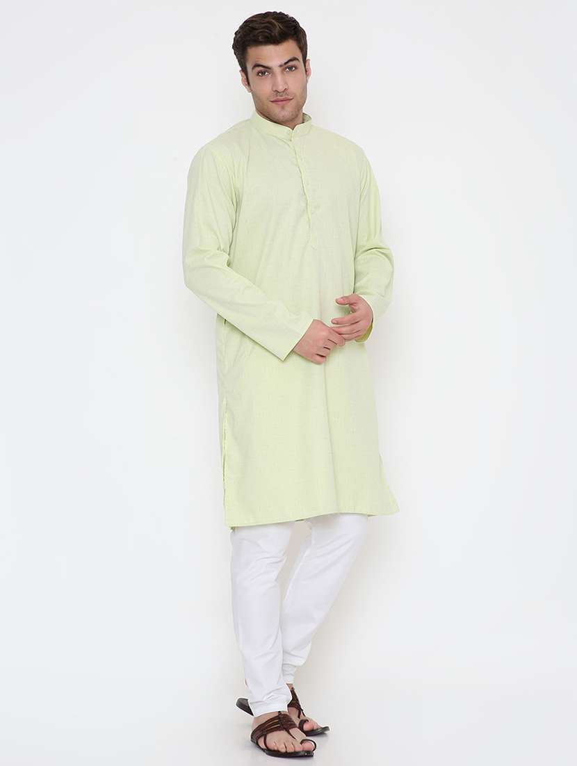 men solid long sleeve kurta and pyjama set - 22057724 - Standard Image - 1