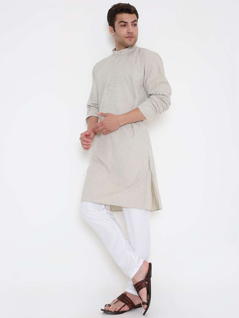 men solid long sleeve kurta and pyjama set - 22057726 - Standard Image - 1