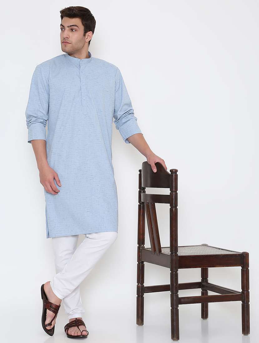 men solid long sleeve kurta and pyjama set - 22057728 -  Standard Image - 1