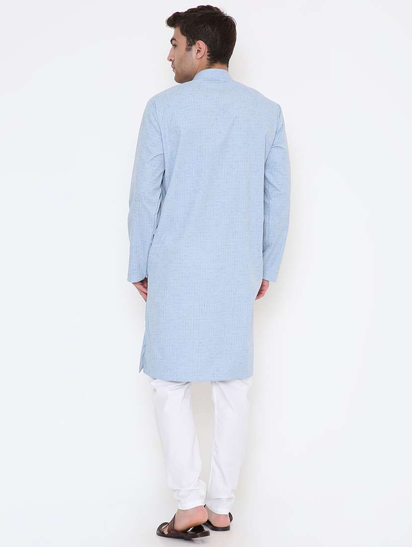 men solid long sleeve kurta and pyjama set - 22057728 -  Standard Image - 4