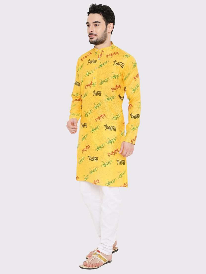 men printed long sleeve kurta and pyjama set - 22057730 - Standard Image - 1