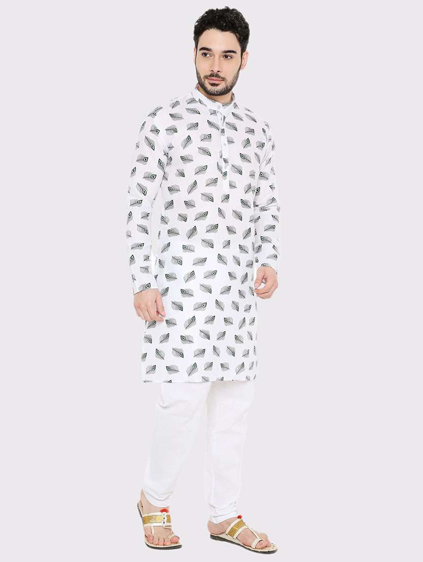 men printed long sleeve kurta and pyjama set - 22057732 - Standard Image - 1