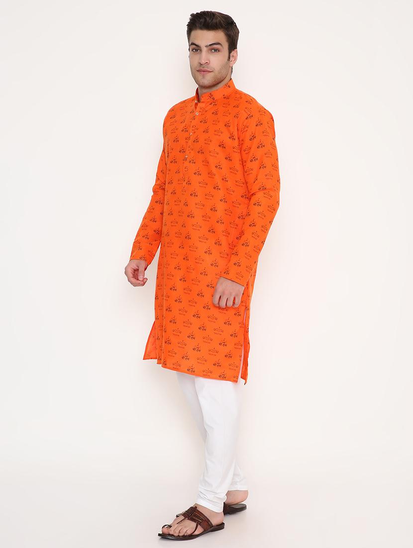 men printed long sleeve kurta and pyjama set - 22057735 - Standard Image - 1