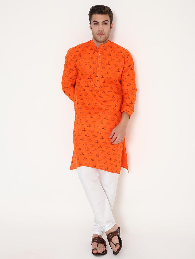 men printed long sleeve kurta and pyjama set - 22057735 - Standard Image - 4