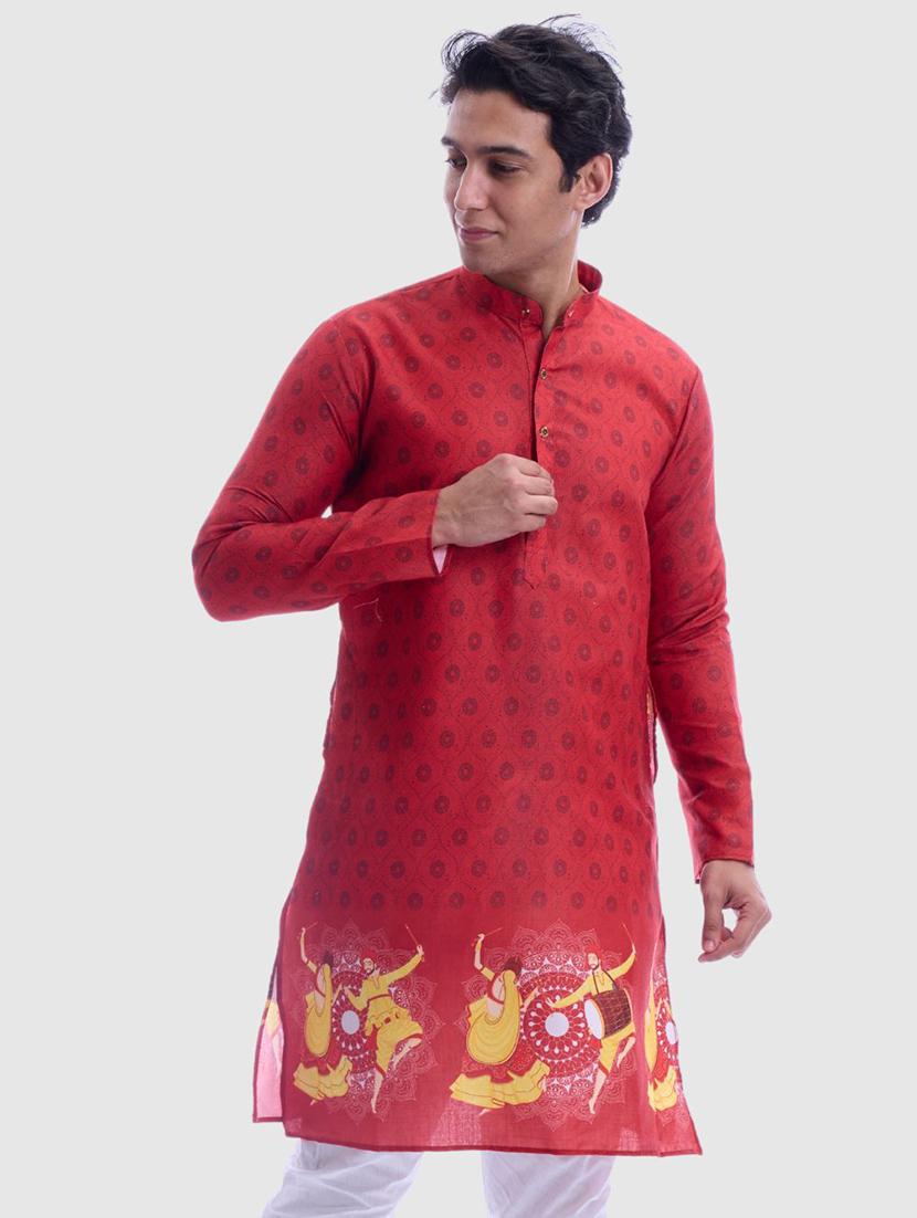men printed long sleeve kurta and pyjama set - 22057737 - Standard Image - 1