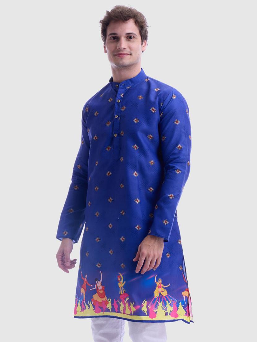 men printed long sleeve kurta and pyjama set - 22057738 - Standard Image - 1