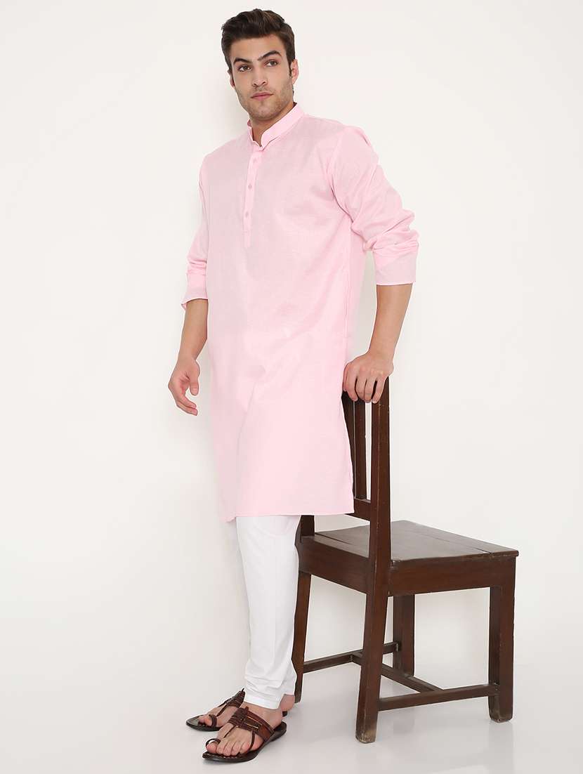 men solid long sleeve kurta and pyjama set - 22057742 - Standard Image - 1