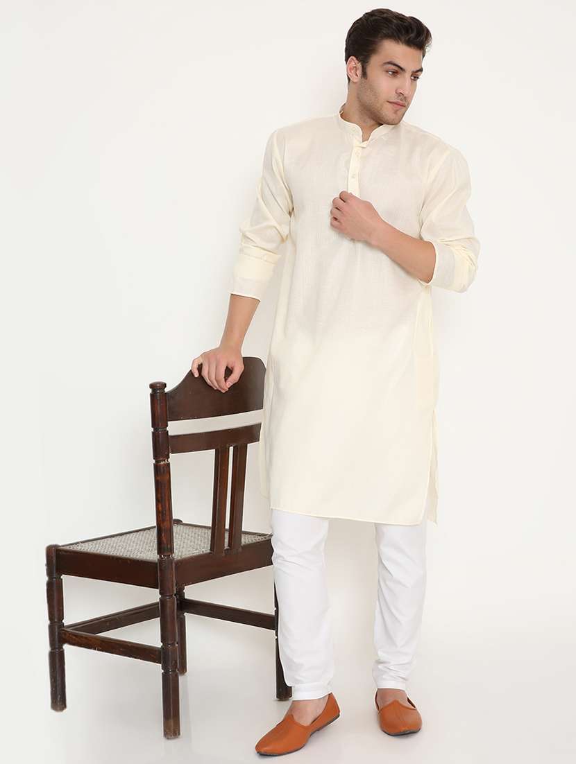 men solid long sleeve kurta and pyjama set - 22057744 - Standard Image - 1