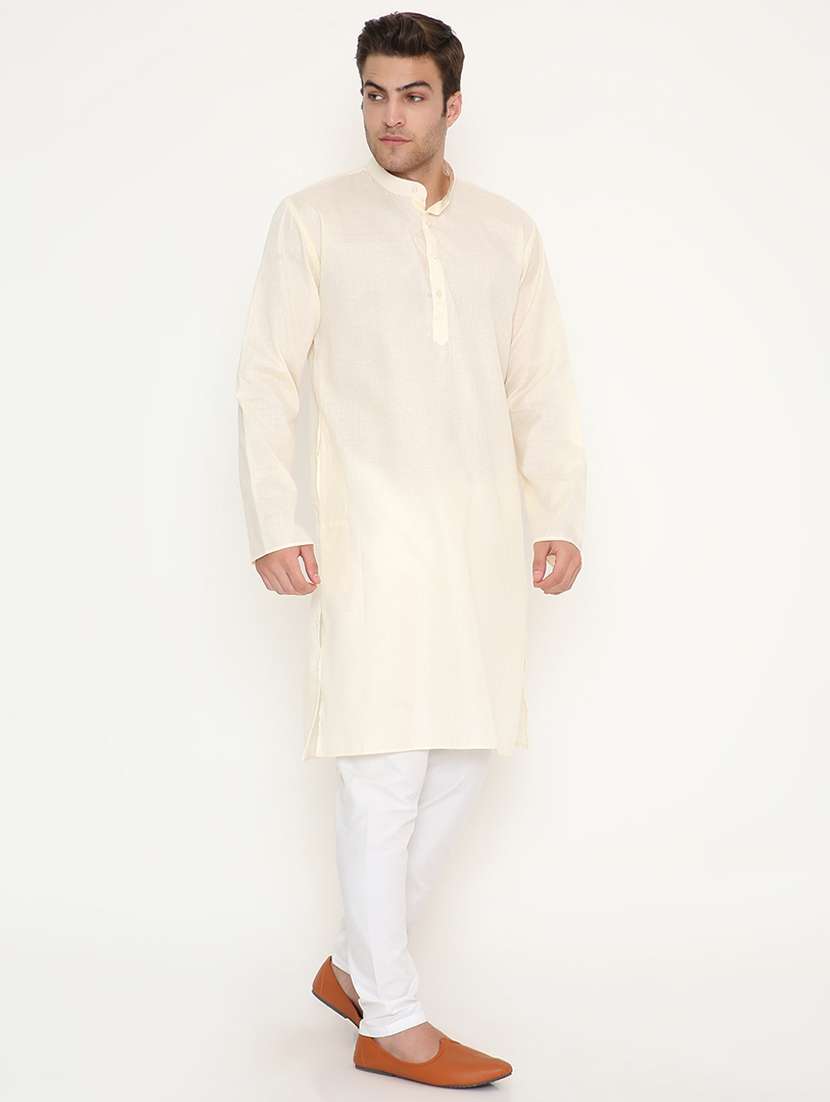 men solid long sleeve kurta and pyjama set - 22057744 - Standard Image - 4