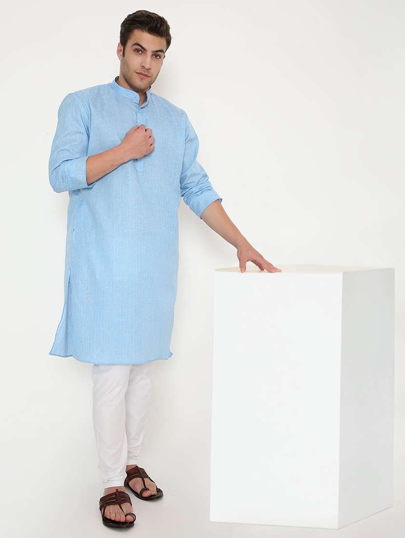 men solid long sleeve kurta and pyjama set - 22057747 - Standard Image - 1
