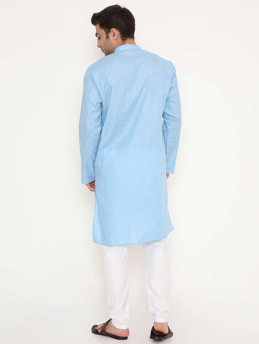 men solid long sleeve kurta and pyjama set - 22057747 - Standard Image - 4