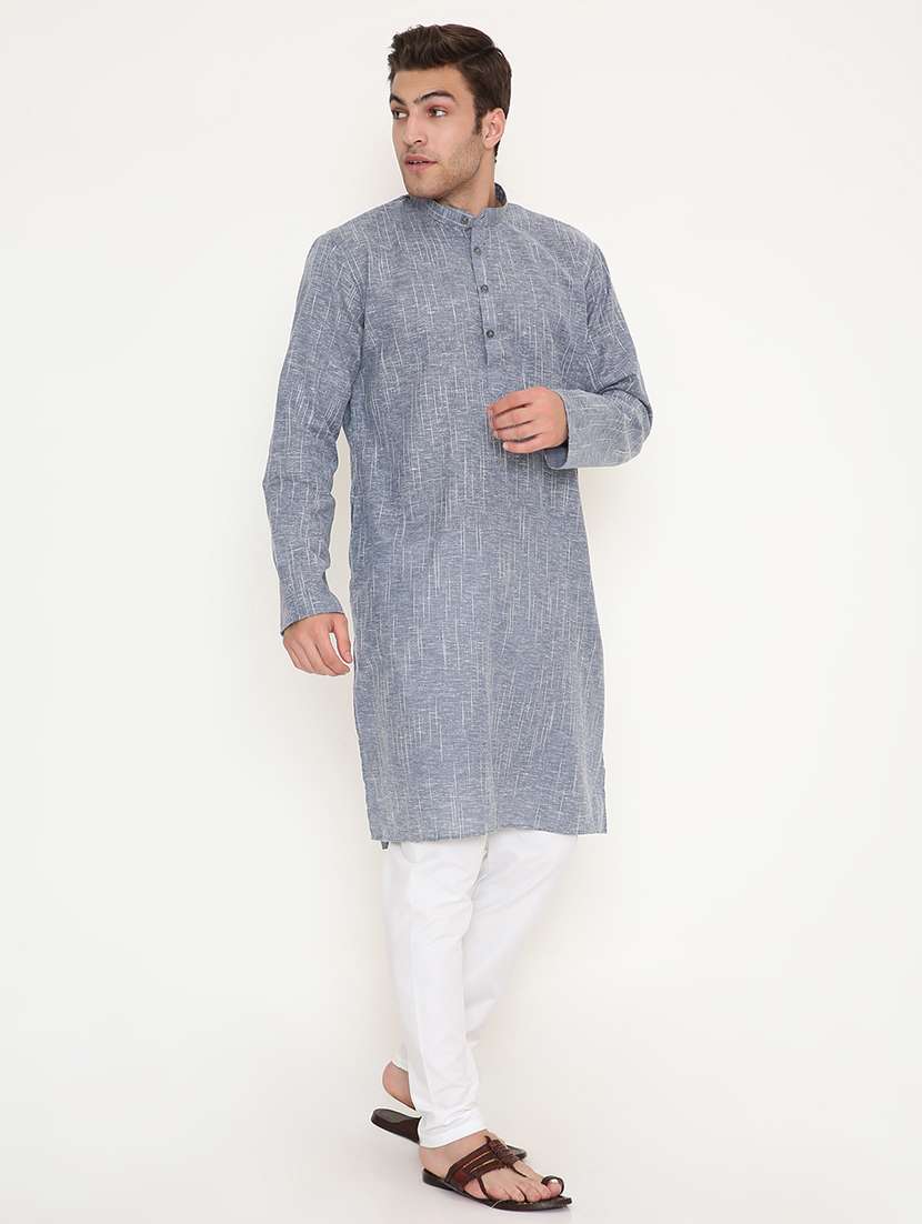 men solid long sleeve kurta and pyjama set - 22057750 - Standard Image - 1
