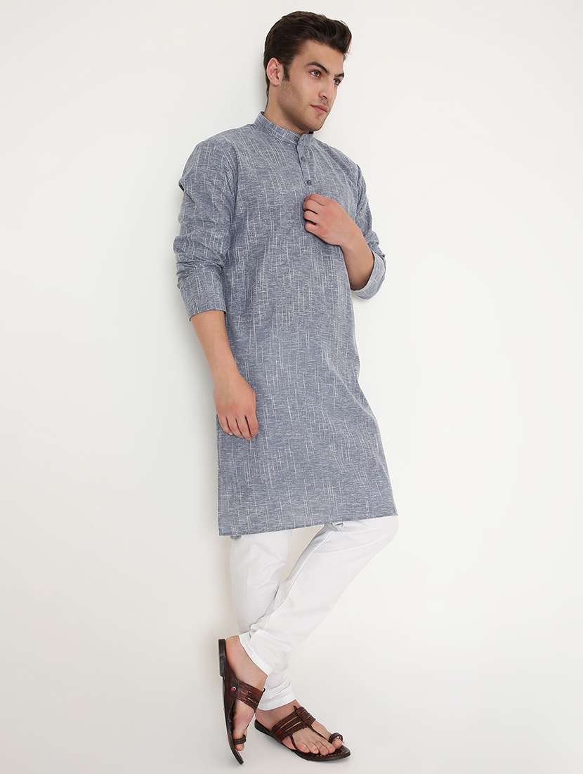 men solid long sleeve kurta and pyjama set - 22057750 - Standard Image - 4