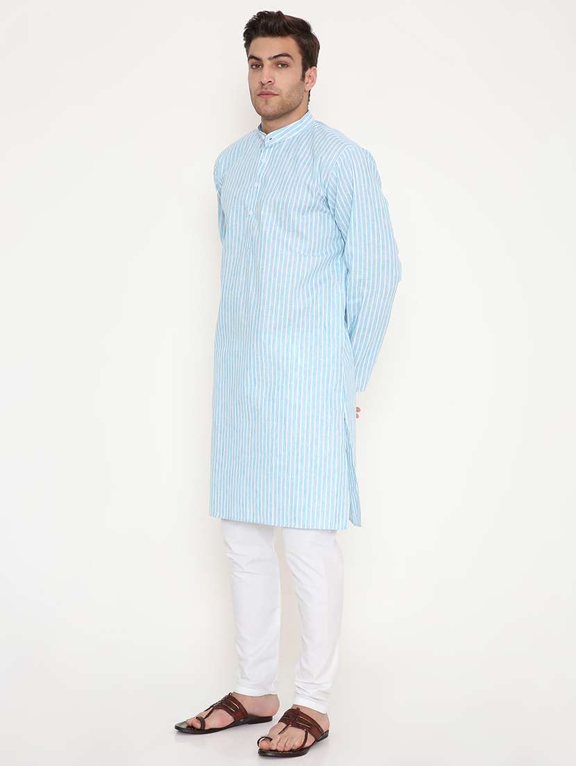 men striped long sleeve kurta and pyjama set - 22057752 -  Standard Image - 1