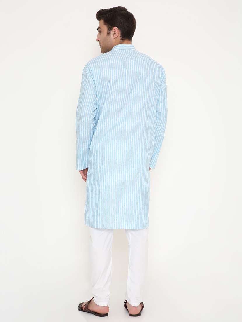 men striped long sleeve kurta and pyjama set - 22057752 -  Standard Image - 4