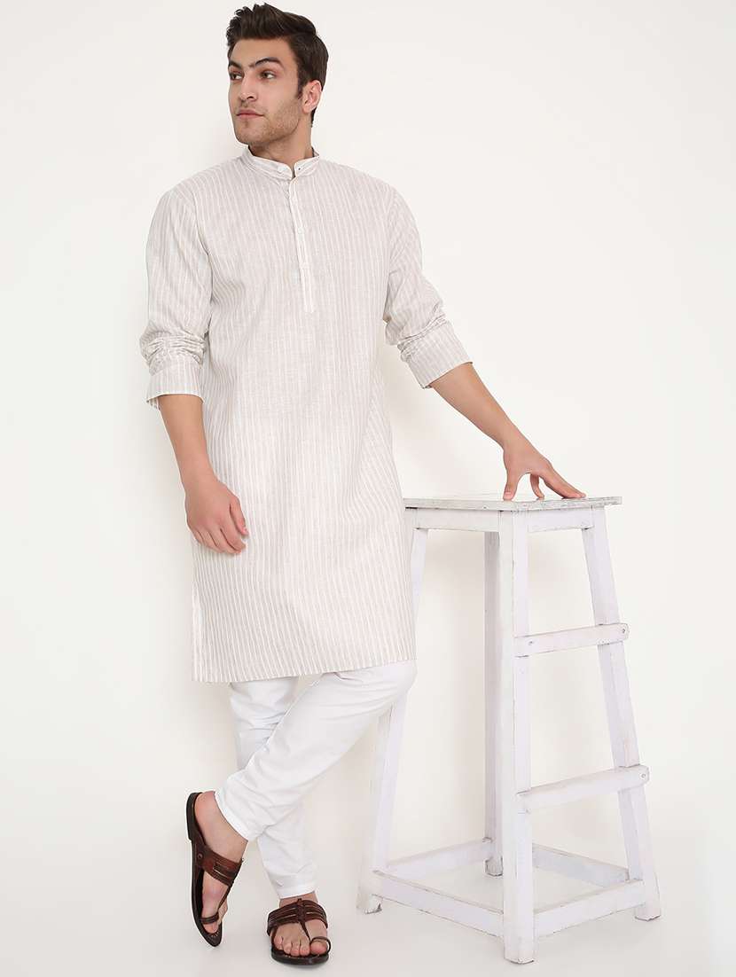 men striped long sleeve kurta and pyjama set - 22057753 -  Standard Image - 1