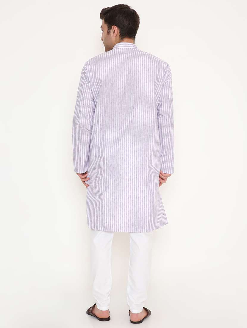 men striped long sleeve kurta and pyjama set - 22057754 - Standard Image - 4