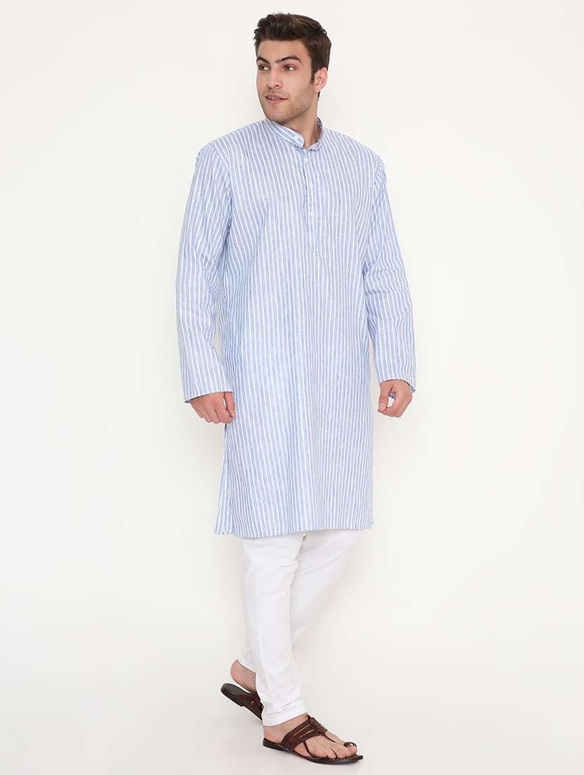 men striped long sleeve kurta and pyjama set - 22057755 -  Standard Image - 1