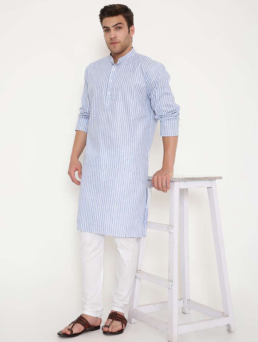 men striped long sleeve kurta and pyjama set - 22057755 -  Standard Image - 4
