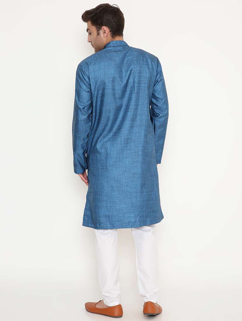 men solid long sleeve kurta and pyjama set - 22057758 - Standard Image - 4