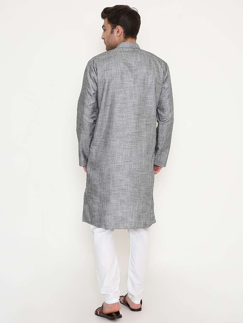 men solid long sleeve kurta and pyjama set - 22057759 - Standard Image - 4
