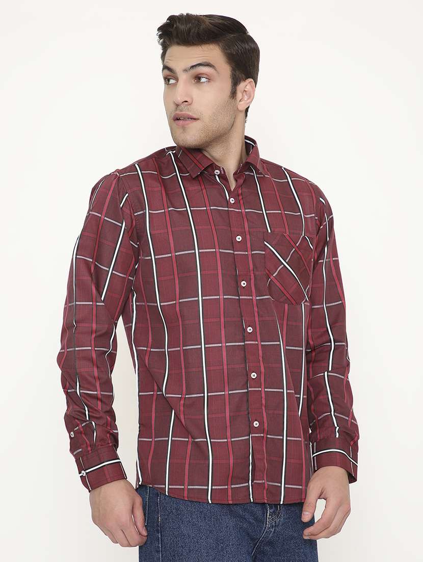 men checkered collared long sleeve regular fit shirt - 22057768 -  Standard Image - 1