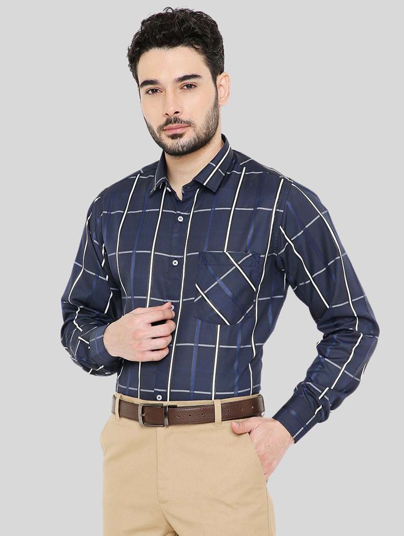 men checkered collared long sleeve regular fit shirt - 22057769 -  Standard Image - 1