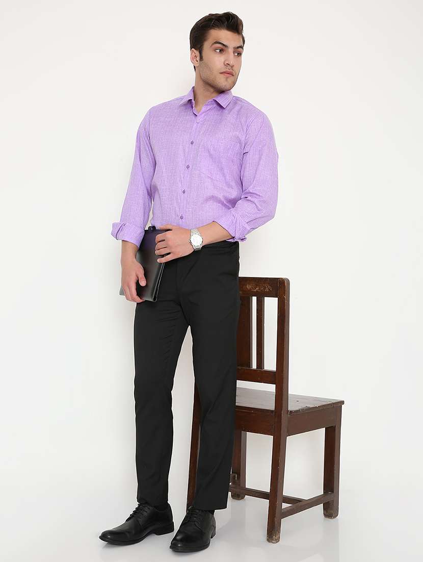 men solid collared long sleeve regular fit shirt - 22057775 -  Standard Image - 4