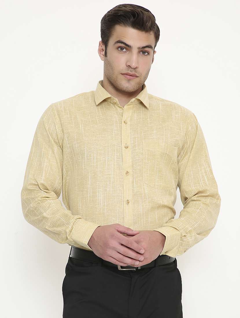men solid collared long sleeve regular fit shirt
