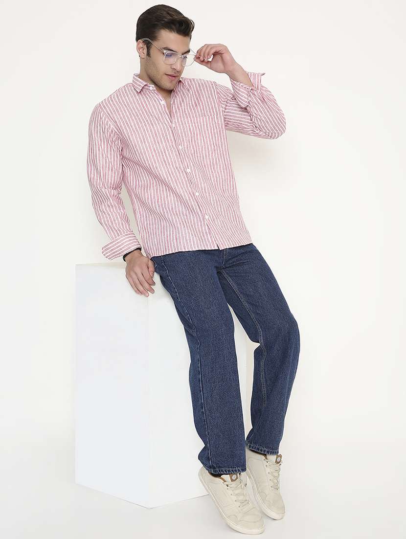 men striped collared long sleeve regular fit shirt - 22057780 -  Standard Image - 4