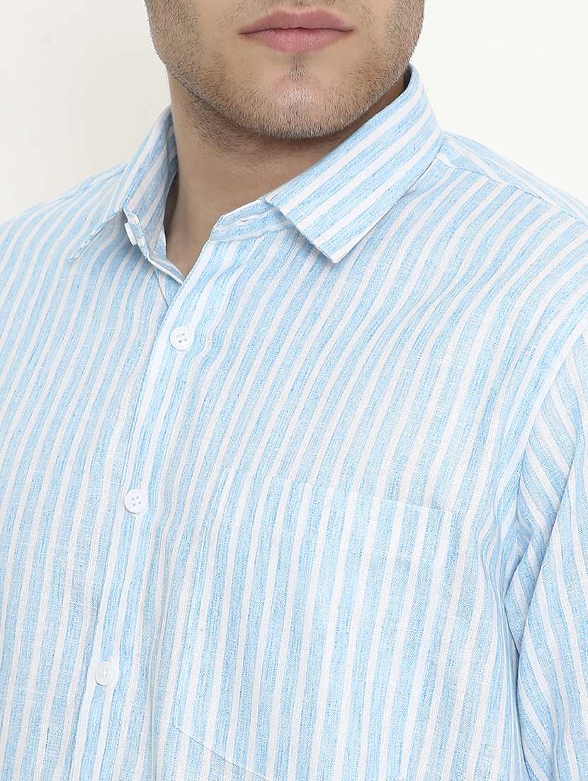 men striped collared long sleeve regular fit shirt - 22057781 -  Standard Image - 4