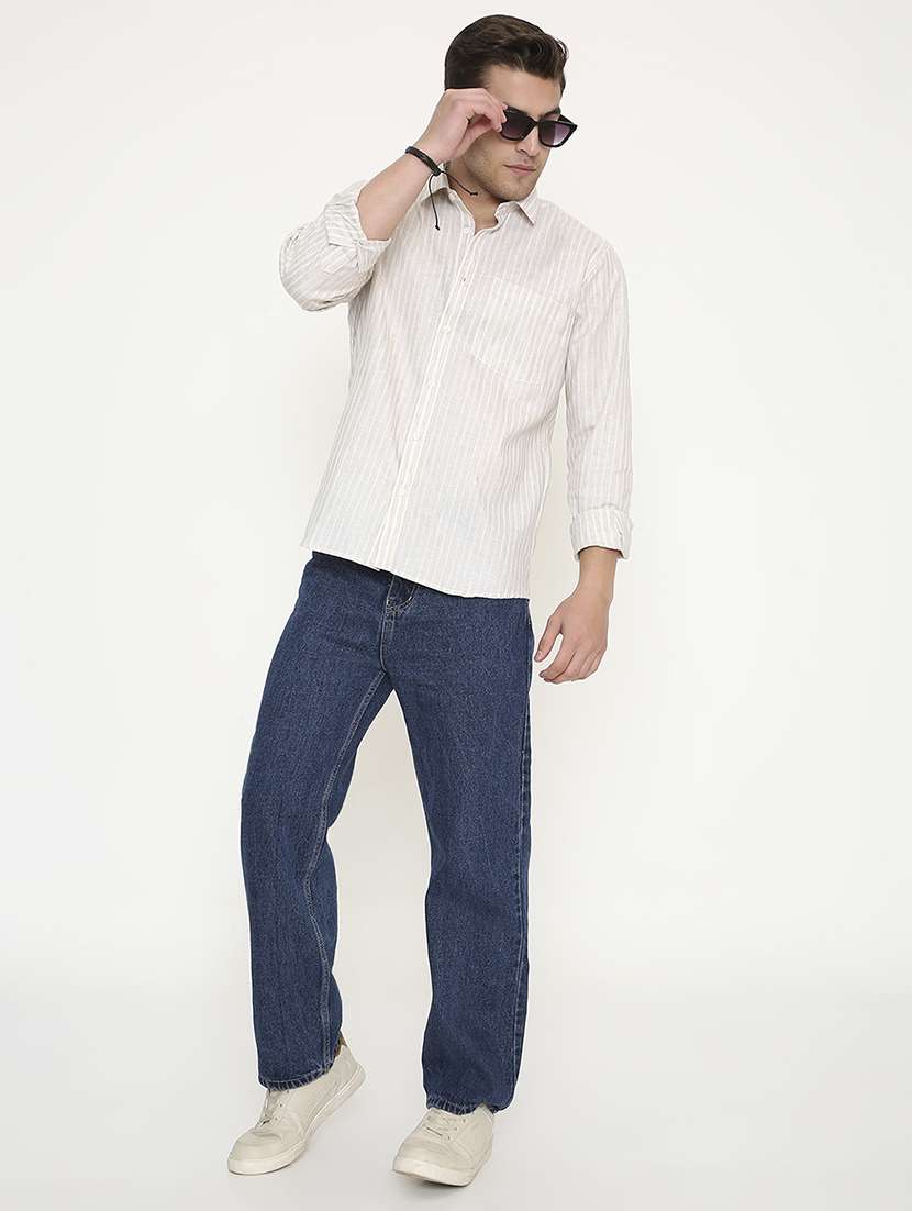 men striped collared long sleeve regular fit shirt - 22057782 -  Standard Image - 4