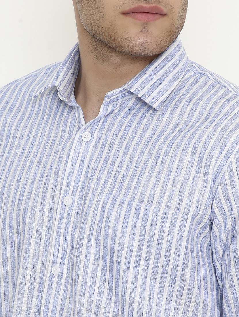 men striped collared long sleeve regular fit shirt - 22057784 -  Standard Image - 4