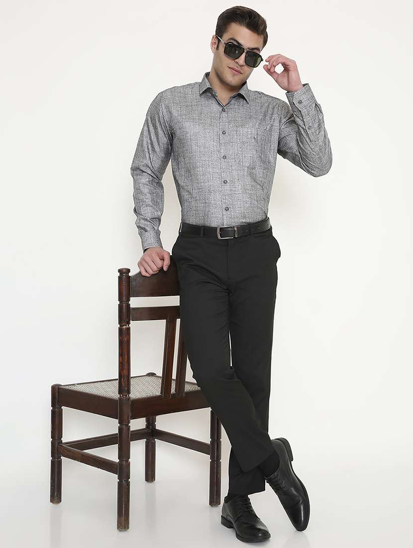 men solid collared long sleeve regular fit shirt - 22057788 -  Standard Image - 4