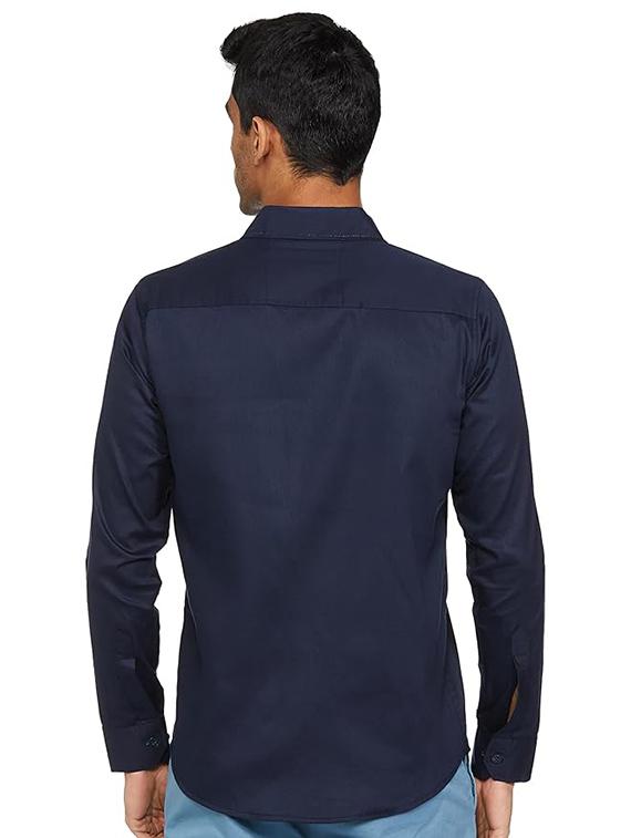 blue cotton blend casual shirt - 22057827 - Standard Image - 1
