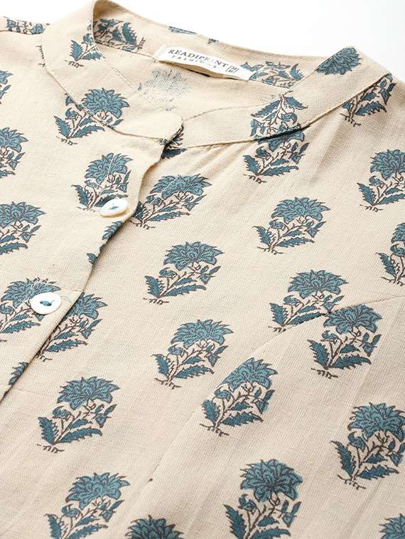 women floral three quarter sleeve a-line kurta - 22057835 -  Standard Image - 4