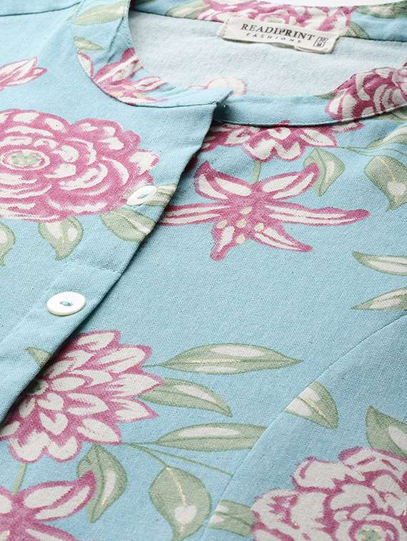 women floral three quarter sleeve a-line kurta - 22057838 -  Standard Image - 4