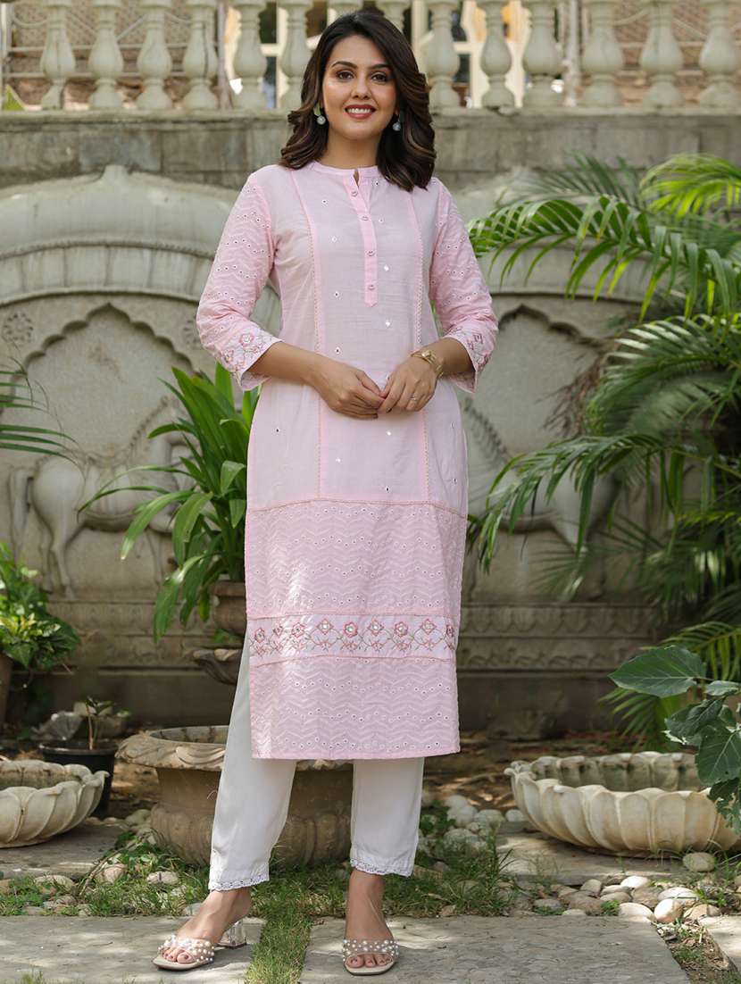 women three quarter sleeve straight kurta