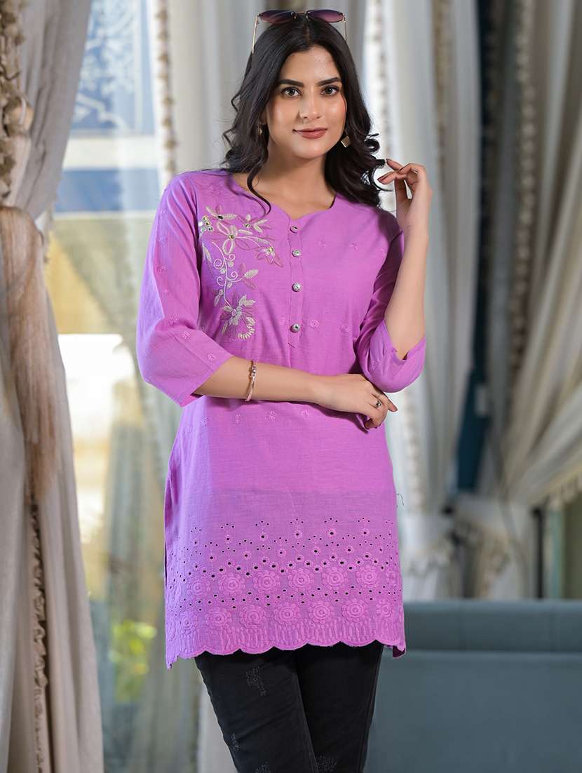 purple cotton straight kurta